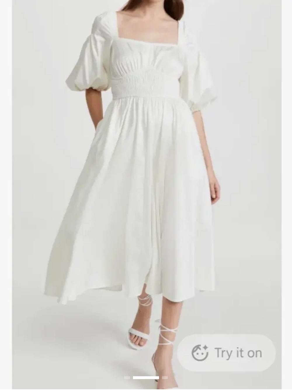cult gaia White Puff-Sleeve Midi Dress